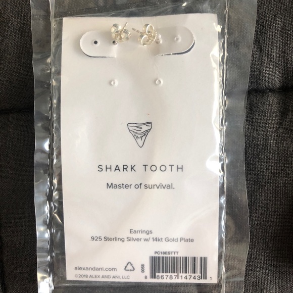 NEW: ALEX AND ANI Silver & Gold 🦈 Tooth Earrings - Picture 4 of 7